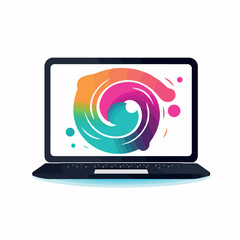 Laptop in cartoon, doodle style. Image for t shirt. Isolated 2d vector illustration in logo, icon, sketch style, Eps 10. AI Generative