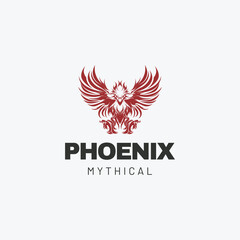  rising phoenix logo design. Firebird, flame fire wing vector icon