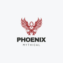 Fototapeta premium rising phoenix logo design. Firebird, flame fire wing vector icon