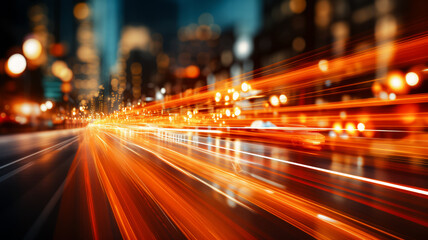 motion blur effect of traffic in the city at night - 718404718