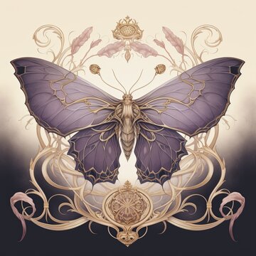 A painting of a purple butterfly on a black background
