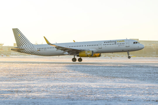 PRAGUE - January 21, 2024: Vueling Airbus A321-231 REG:EC-MGZ at Vaclav Havel Airport Prague. From Paris to Prague.Vueling is a Spanish low-cost airline based at Viladecans.