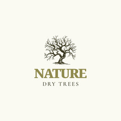 Obraz premium Dry Tree Vector Logo Template. Tree Logo. Black Branch Tree or Naked trees silhouettes