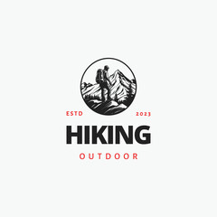 adventure hiking logo vector vintage illustration design