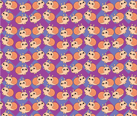 Snail pattern, vector illustration, background, fabric texture cute pattern