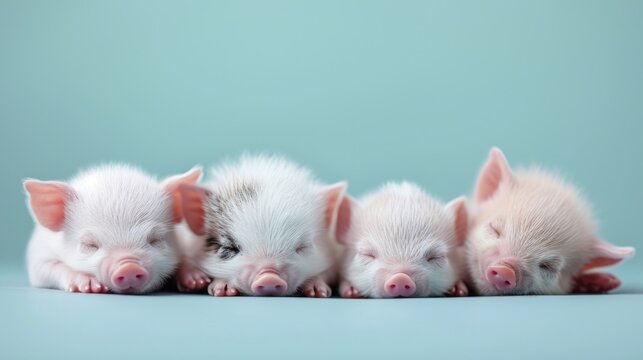 photo of a cute baby pig are lying down and acting cute, Each is a different species