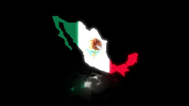 Mexican map and flag in animation 3d