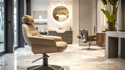 contemporary luxury interior design of a relaxing lounge or beauty hair salon chair  