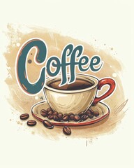 Retro illustration of a coffee cup