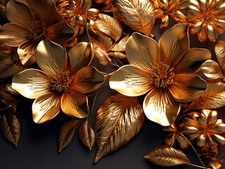 Luxurious and elegant gold floral wallpaper design. Generative ai
