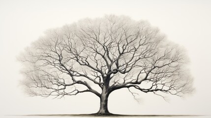  a black and white photo of a tree with a bird perched on the top of it's leafless branches. - obrazy, fototapety, plakaty