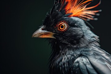 Beautiful of Crested Myna beautiful feather standing in studio 