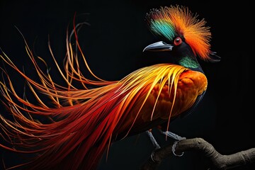 Majestic of Emperor bird of paradise beautiful feather AI Generative