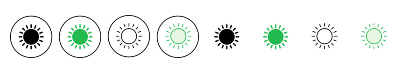 Sun icon set. Brightness Icon vector