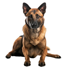 German shepherd dog sitting isolated on transparent background