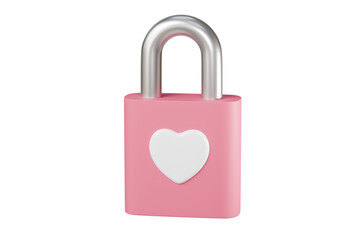3d Love romance padlock or double or duo padlock symbol icon. Minimal cute padlock valentine icon. Valentine day 14 February concept 3d icon. isolated pink pastel background. 3d rendering illustration