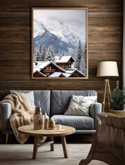 Alpine Villages in Winter: Rustic Wall Decor with Mountain Chalet Style