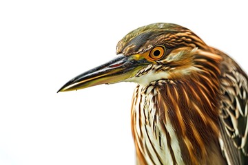 Elegant pose of Indian Pond Heron standing on white background AI Generative