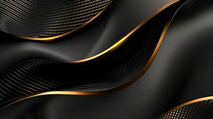 Gold black carbon fiber abstract background - obrazy, fototapety, plakaty