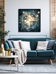 Zodiac Night Sky: Celestial Zodiac Star Maps Canvas Print Landscape