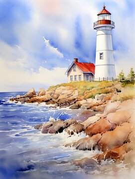 Coastal New England Lighthouses Framed Landscape Print - Captivating Lighthouse Art