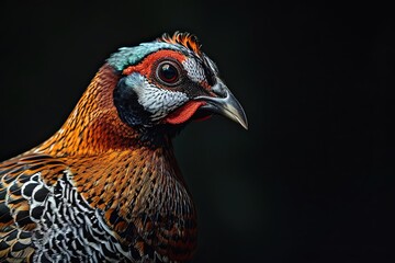 Portrait side view of Quail on the dark background AI Generative