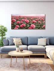 Enchanted Rose Gardens - Sprawling Landscape Canvas Print of Magnificent Rose Beds