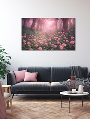 Enchanted Rose Gardens: Sprawling Canvas Print Landscape of Stunning Rose Beds