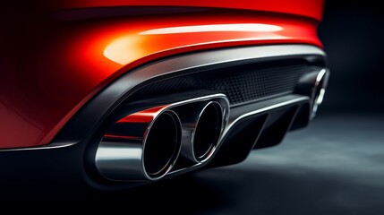 A close shot of a sports cars exhaust pipe in a minimalistic perspective  AI generated