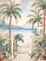 Greek Isle Whitewashed Villas Wall Art - Vintage Island Home Print