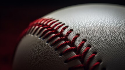 A detailed close-up touch on the lines of a baseball  AI generated