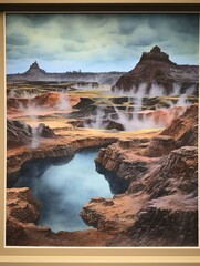 Icelandic Geothermal Springs Framed Landscape Print: A Spring Art in Frame Masterpiece