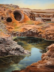 Earth Tones Art: Icelandic Geothermal Springs - Natural Hue Spring Pools