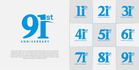 Set of Anniversary Logotype blue color can be use for special day celebration