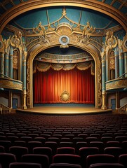 Obraz premium Luxurious Art Deco Theaters Canvas Print: Classic Theater Design Masterpiece