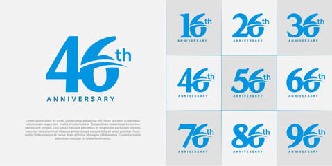 Set of Anniversary Logotype blue color can be use for special day celebration