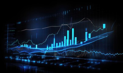 Naklejka premium financial chart on technology abstract background represent stock market analysis. 