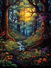 Enchanting Acrylic Landscapes: Vivid Portrayals of Magical Forest Creatures