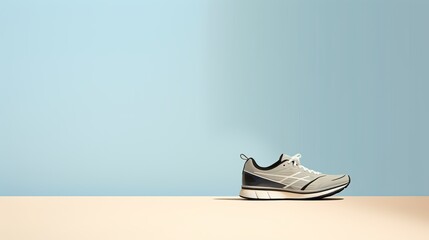 A minimalist backdrop focusing on the grip of an athletes running shoe AI generated
