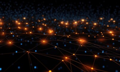 Abstract golden wave with bokeh effect on black background.