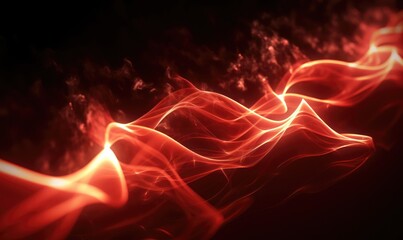 Abstract red smoke on black background. Abstract red smoke waves background.