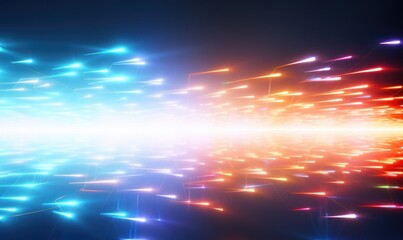 Futuristic technology wave background with glowing lines and bokeh