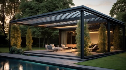 A modern pergola with automated shading  AI generated