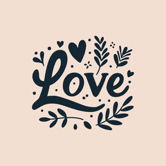 Vector Hand-drawn Illustration of Typography Love Heart Doodle playful fun