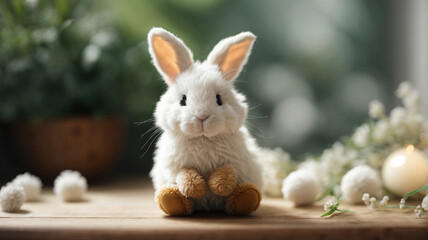 Fototapeta na wymiar cute small toy plush rabbit