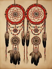 Vintage Native American Dreamcatchers: Tribal Artwork in a Captivating Painting