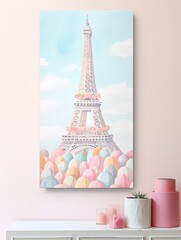 Pastel Parisian Macaron Towers Canvas Print - Sweet Tower Scene