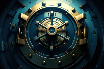 A vector illustration featuring a key unlocking a vault, symbolizing the access to financial security and the safeguarding of assets. Generative Ai.
