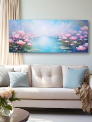 Serene Lotus Pond Reflections: Canvas Print Landscape with Calm Water and Lotus