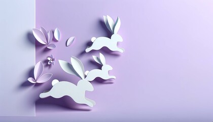 Elegant Paper Craft Rabbits, Springtime Concept